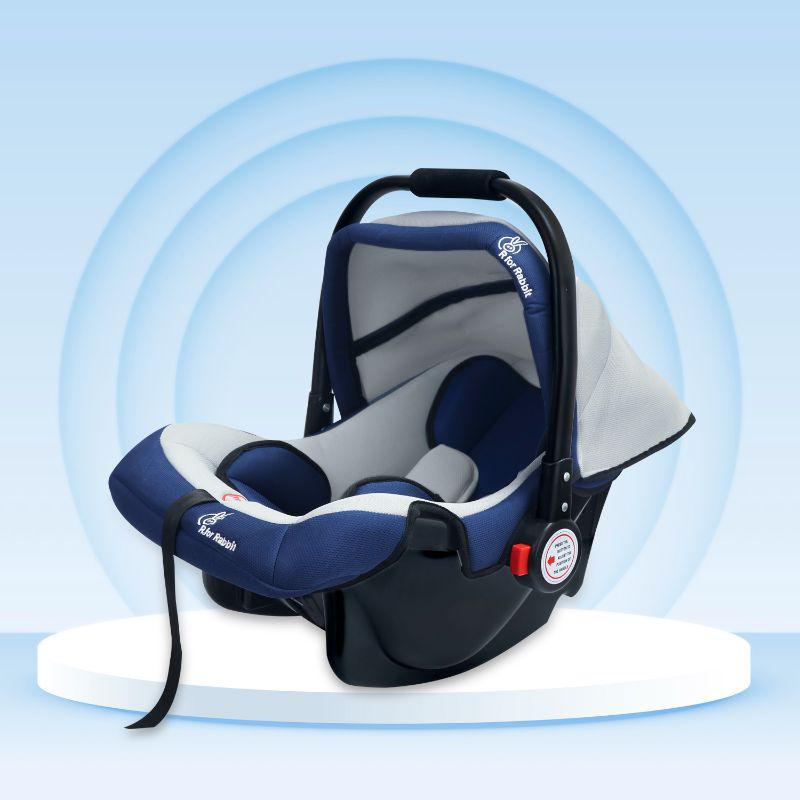 Cozy in Multipurpose Baby Carry Cot, Rocker, Portable, Removable Washable Cover, UV Protection Canopy, 0-15 months Blue Grey