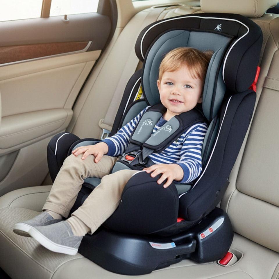 Jack N Jill Grand Baby Car Seat For 0 To 7 Years With Recline And Harness - Black Grey