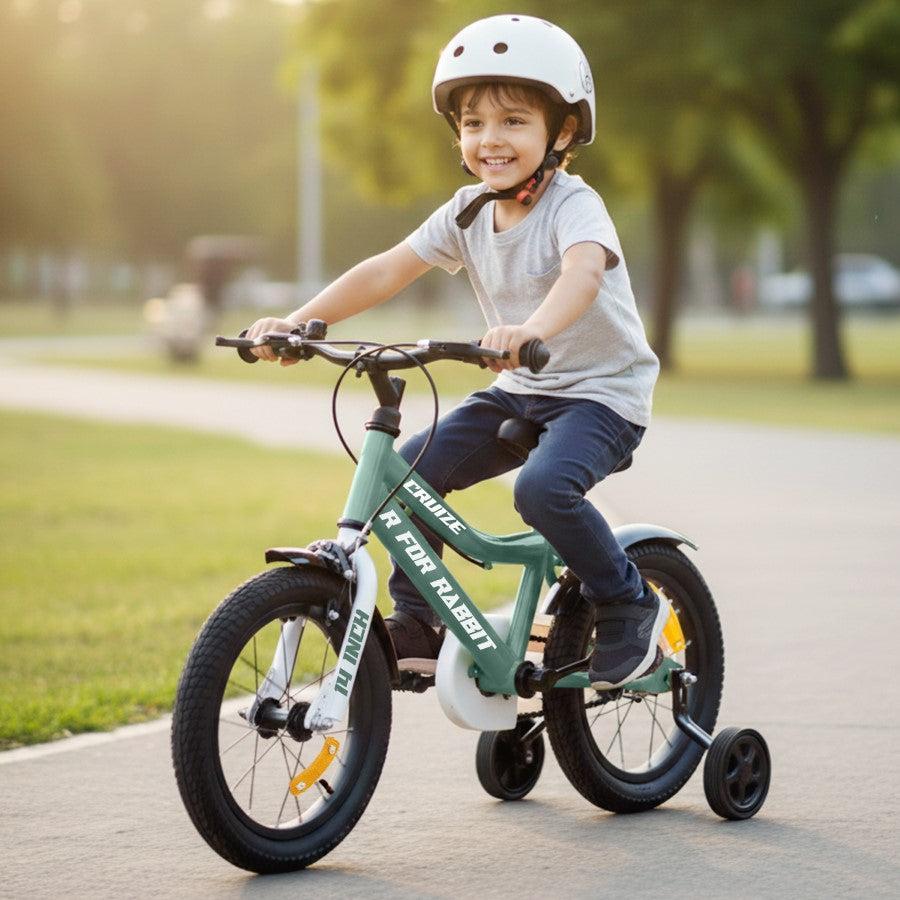 Cruize Bicycle For Kids 14 Inch With 90% Plug N Play Installation - Olive Green