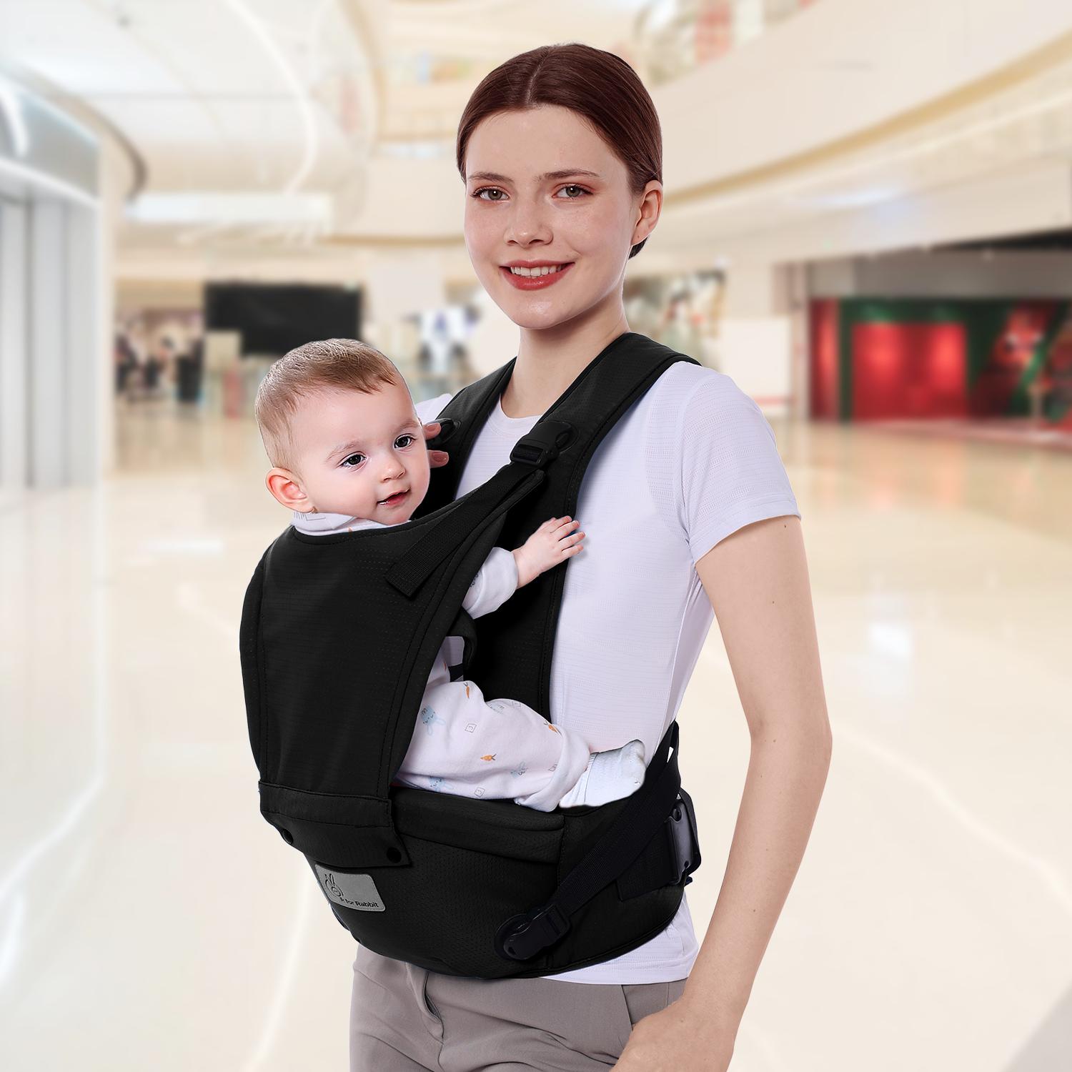 Upsy Daisy Cozy Ergonomic 5-in-1 Hip Sit Baby Carrier for All-Day Comfort - Black