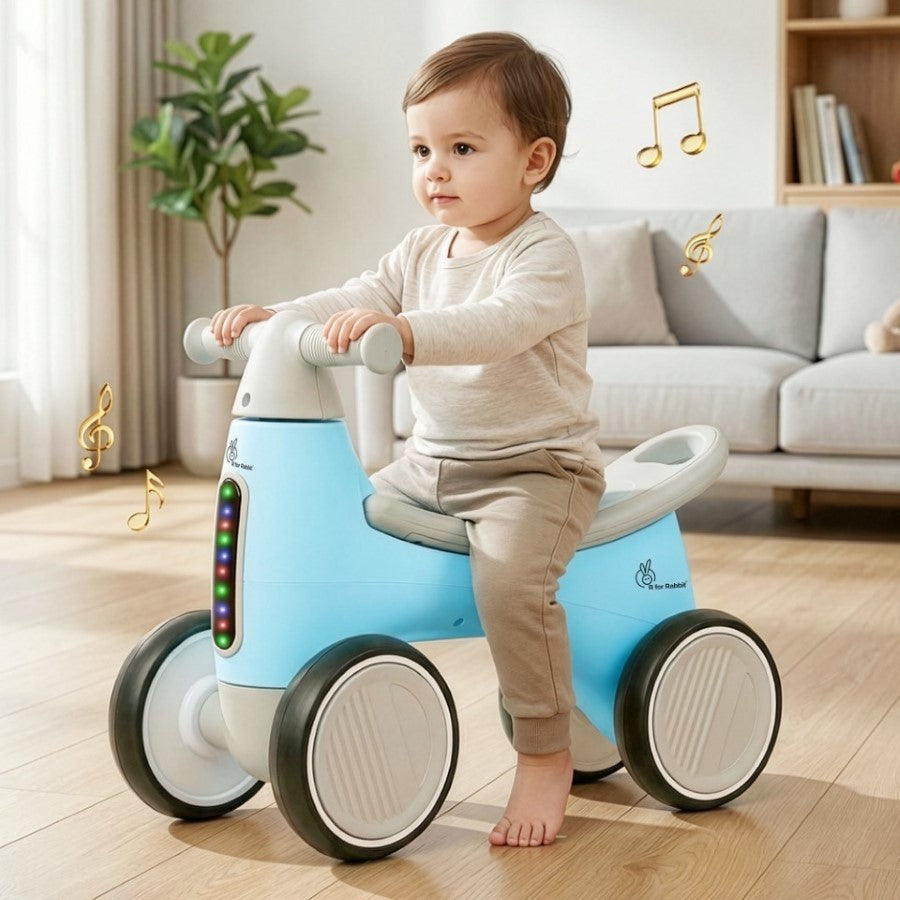 Speedster Glider Baby Ride On Car – Fun Push Ride with Music, LED Lights, Toy Storage & EVA Wheels - Blue