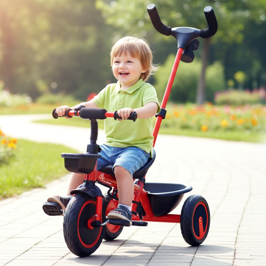 Tiny Toes R20 Plus Tricycle for Kids with Safety Certification, Plug-and-Play Design, Rubber Wheels & Steel Frame - Cherry Red