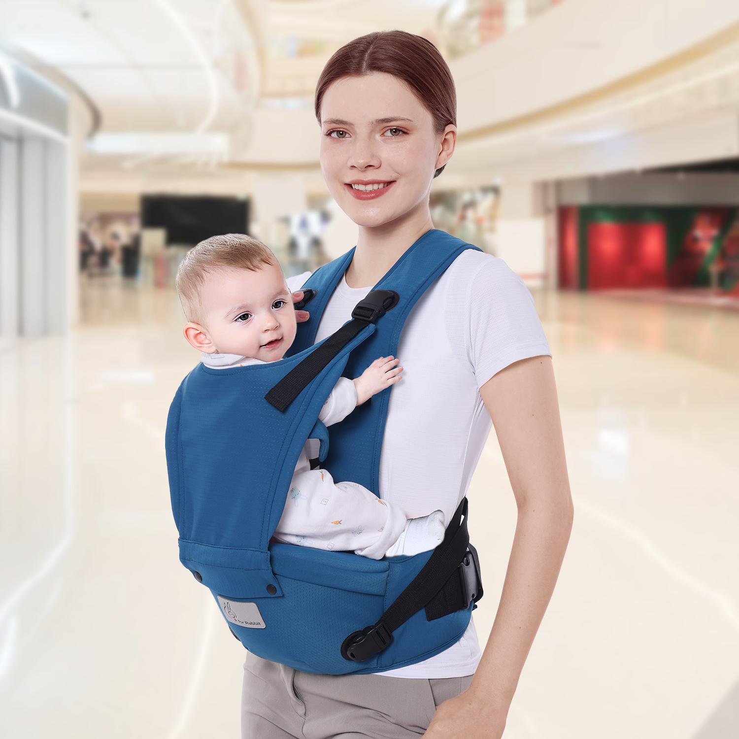 Upsy Daisy Cozy Ergonomic 5-in-1 Hip Sit Baby Carrier for All-Day Comfort - Denim Blue