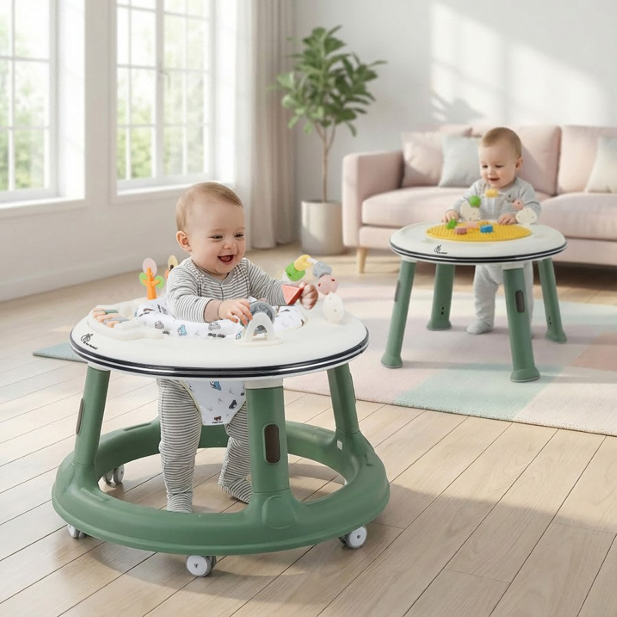 Little Feet Hopper 2-in-1 Baby Walker Cum Activity Table - Green White