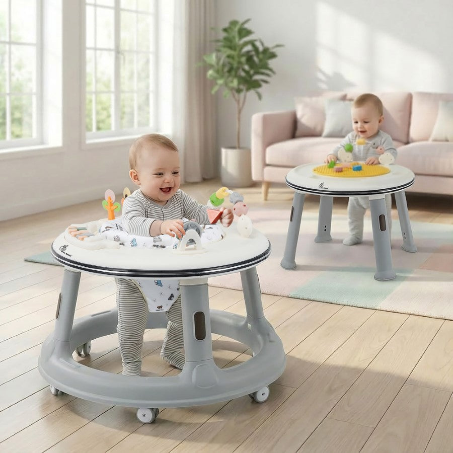 Little Feet Hopper 2-in-1 Baby Walker Cum Activity Table - Grey White