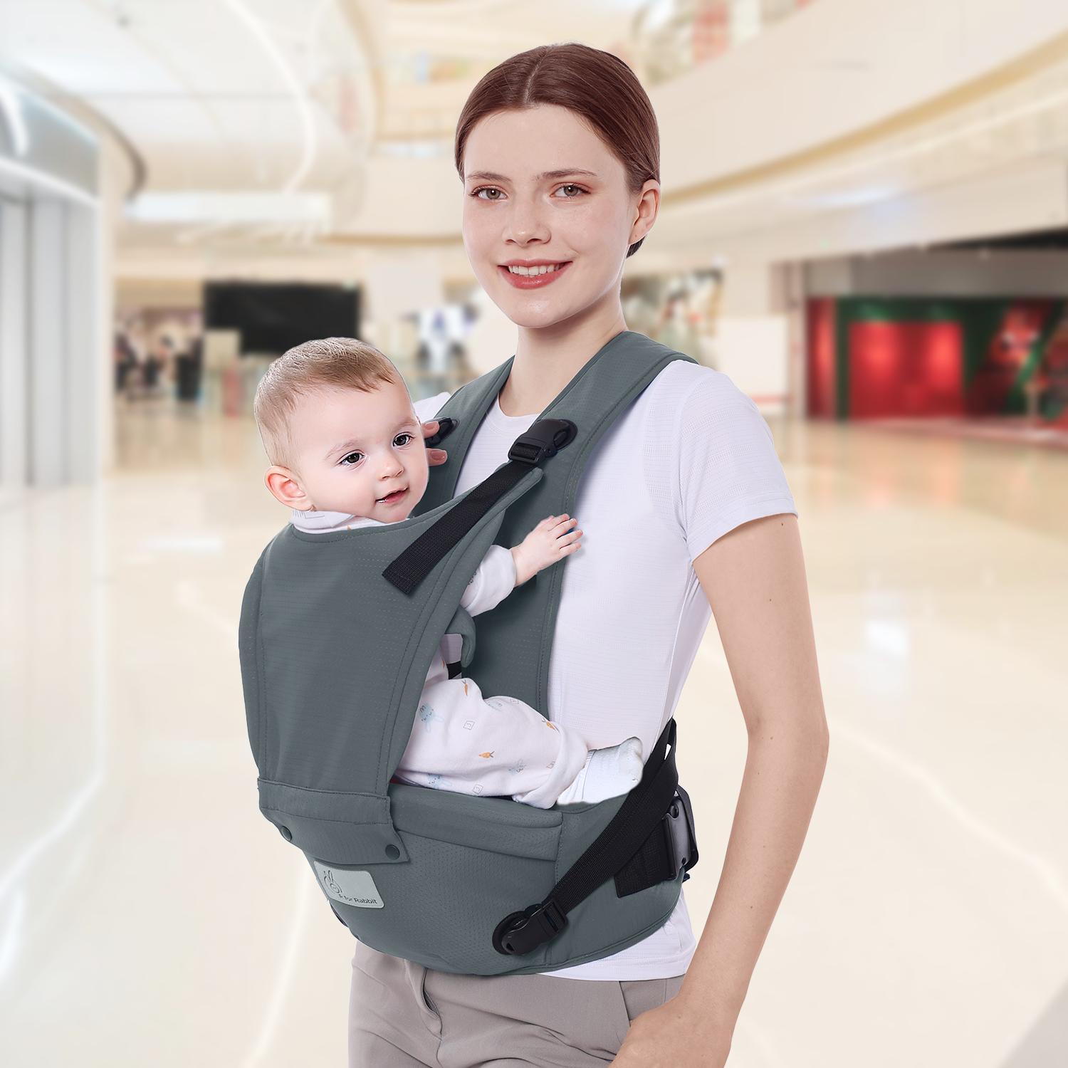 Upsy Daisy Cozy Ergonomic 5-in-1 Hip Sit Baby Carrier for All-Day Comfort - Grey