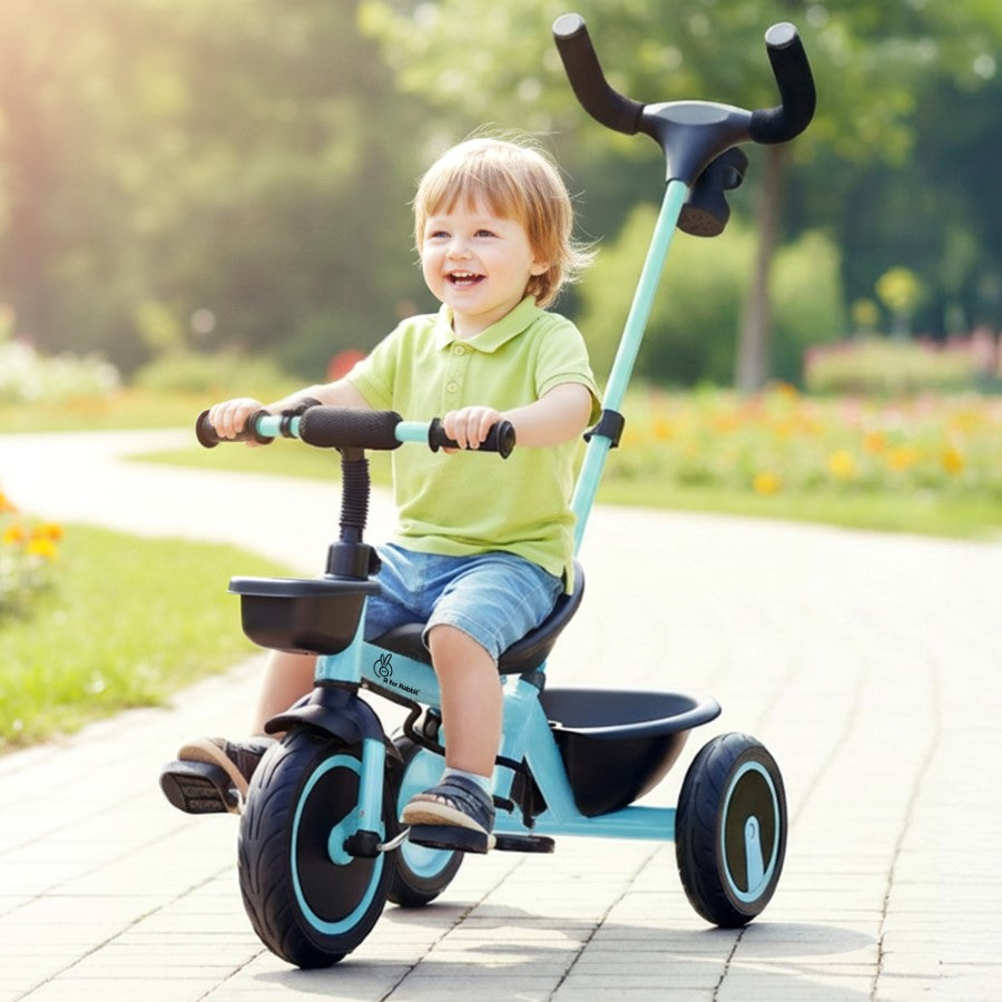 Tiny Toes R20 Plus Tricycle for Kids with Safety Certification, Plug-and-Play Design, Rubber Wheels & Steel Frame - Sky Blue
