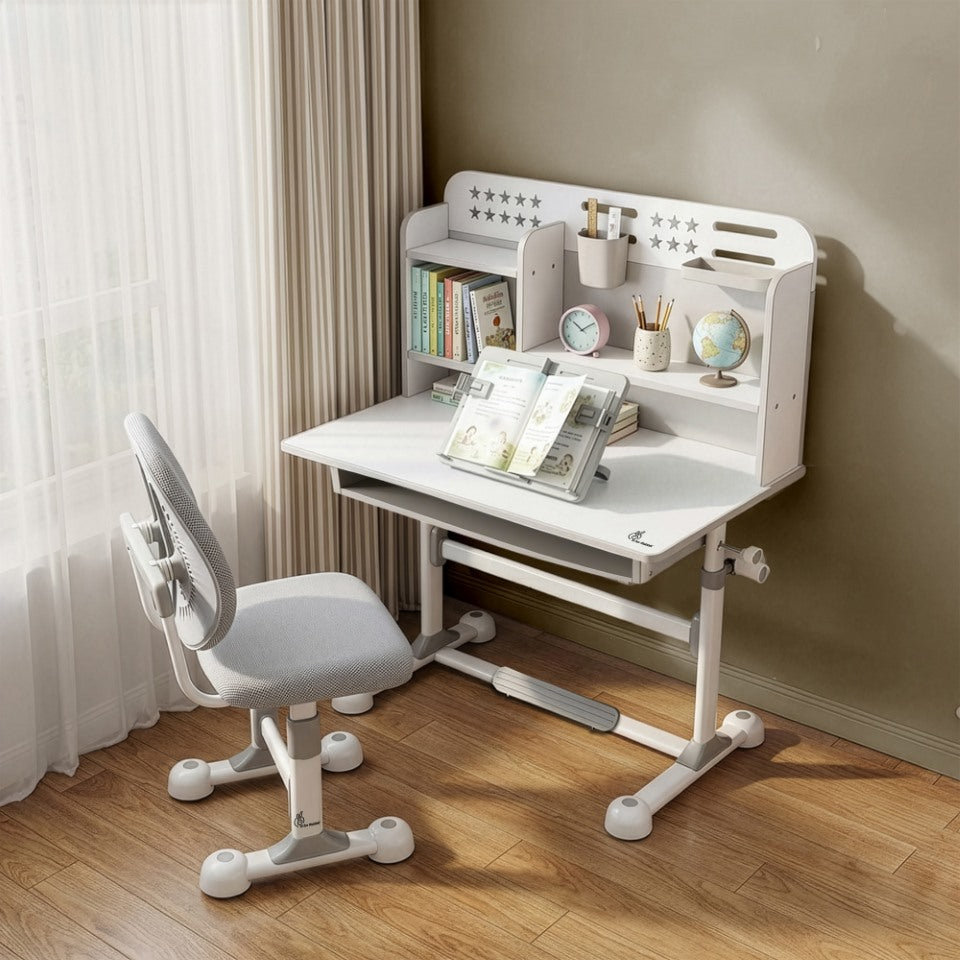 Kiddie Grow Flex Adjustable Kids Study Table with Chair – Ergonomic Desk with Storage Shelves, Drawer, Spacious Tabletop & Height Adjustment for Growing Kids (3–15 Years)