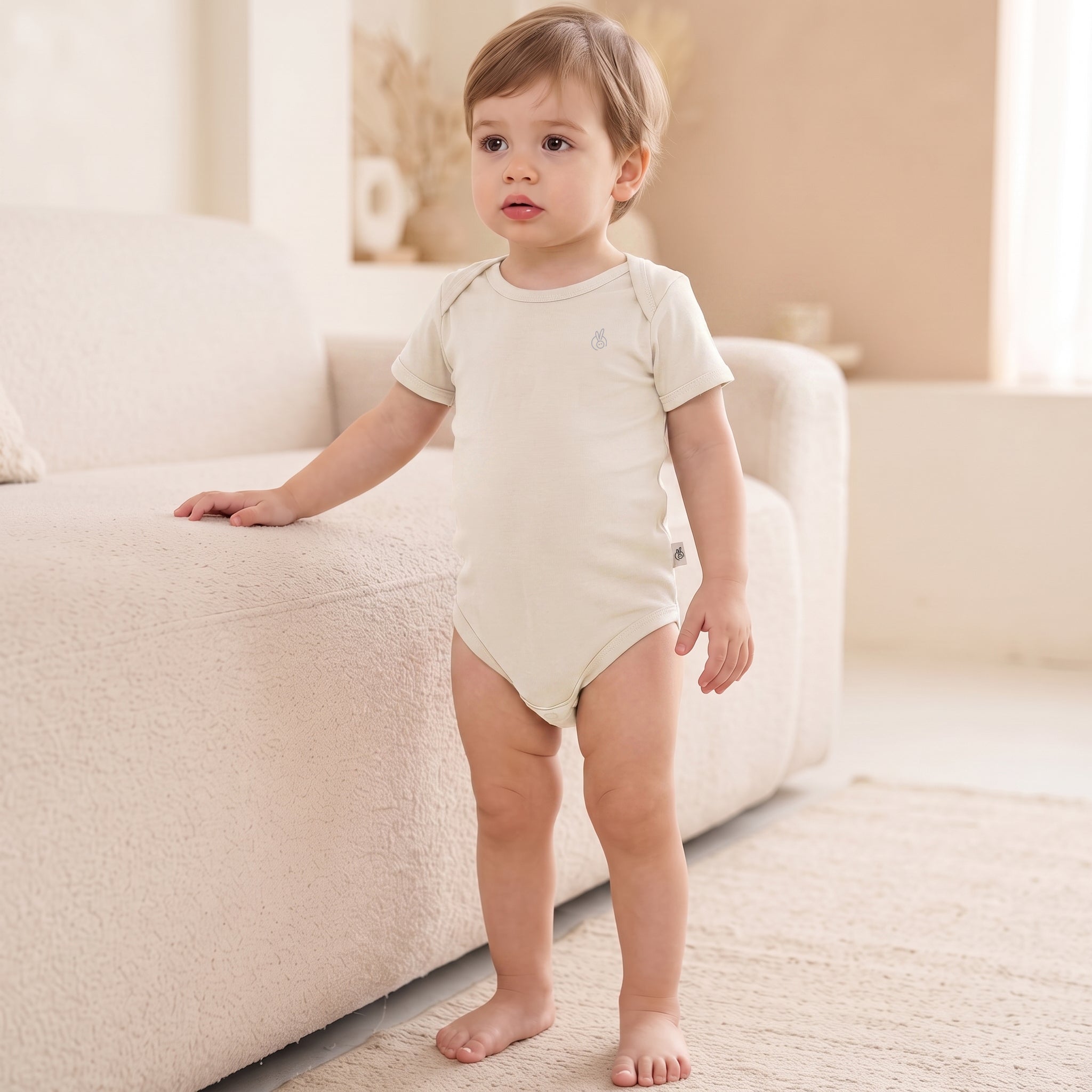 Micro Modal Half Sleeve Onesie Snow White 0- 12 Months