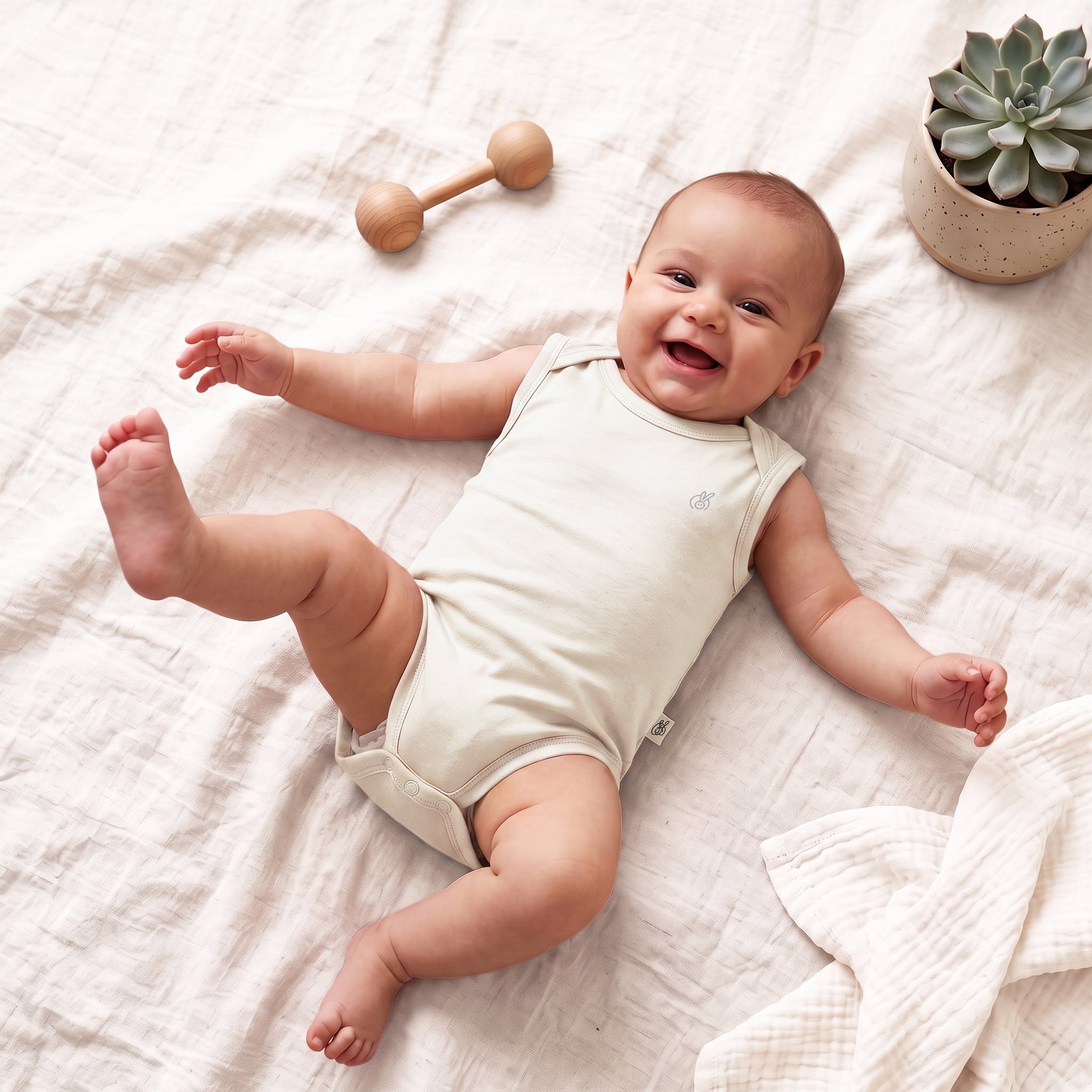 Micro Modal Sleeveless Onesie Snow White 0- 12 Months