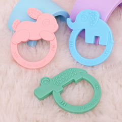 Tiny Bites Zoobie Baby Silicone Teethers Pack of 3 Crocodile, Rabbit, and Elephant