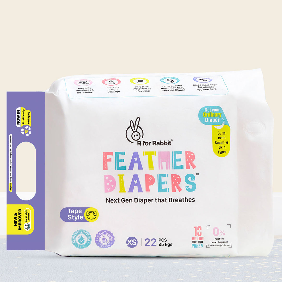 Feather Diapers - Next Gen Baby Diapers that Breathes, Dermatologically tested, sensitive skin suitable, Chemical-free, Leak-Proof