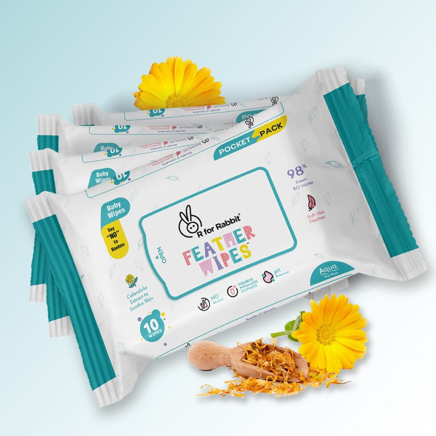 Feather Aqua Wipes Pack of 10 Combo Travel Pack Of 40 Units