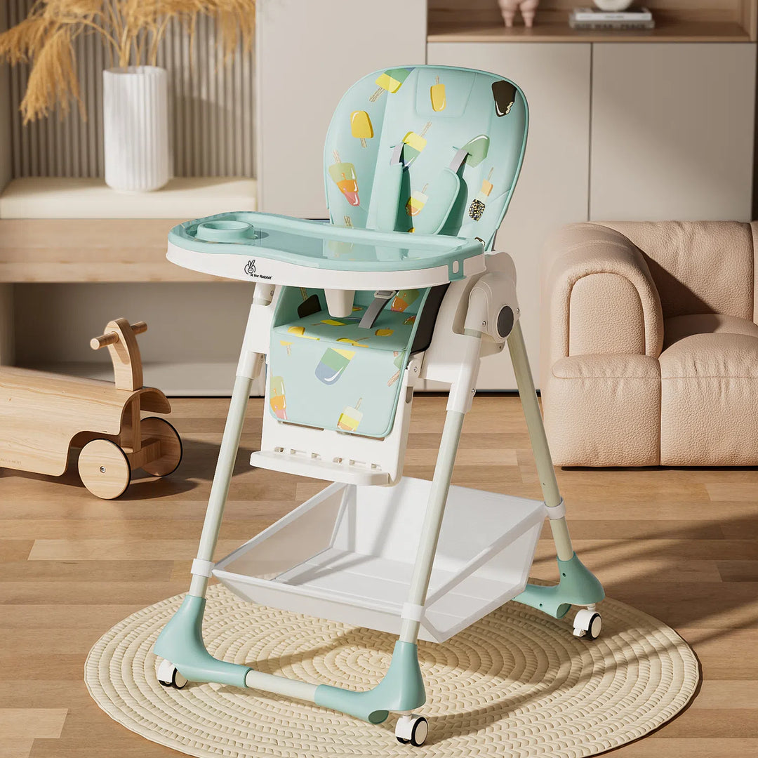 Marshmallow High Chair - 7 Level Height Adjustment, 3 Recline Modes, Adjustable & Removable Double Meal Tray, 6 months-5 years