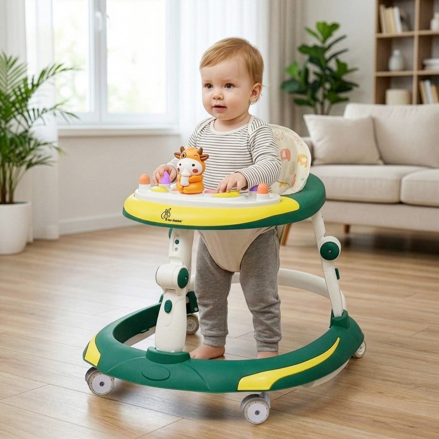 Little Feet Plus Walker - Detachable Toy Bar With Music & Light - Green Yellow