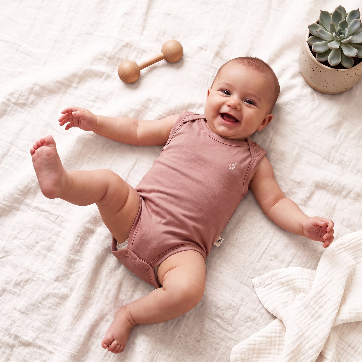 Mushmellow Hushed Violet Micro Modal Sleeve Less Onesie  9-12M