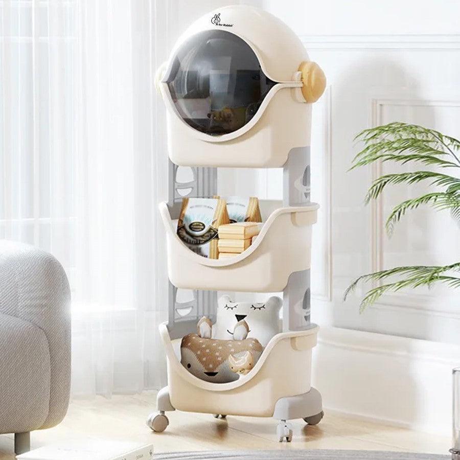 Little Genius Astro Kid's Toys and Stationery Storage Organizer - White Grey