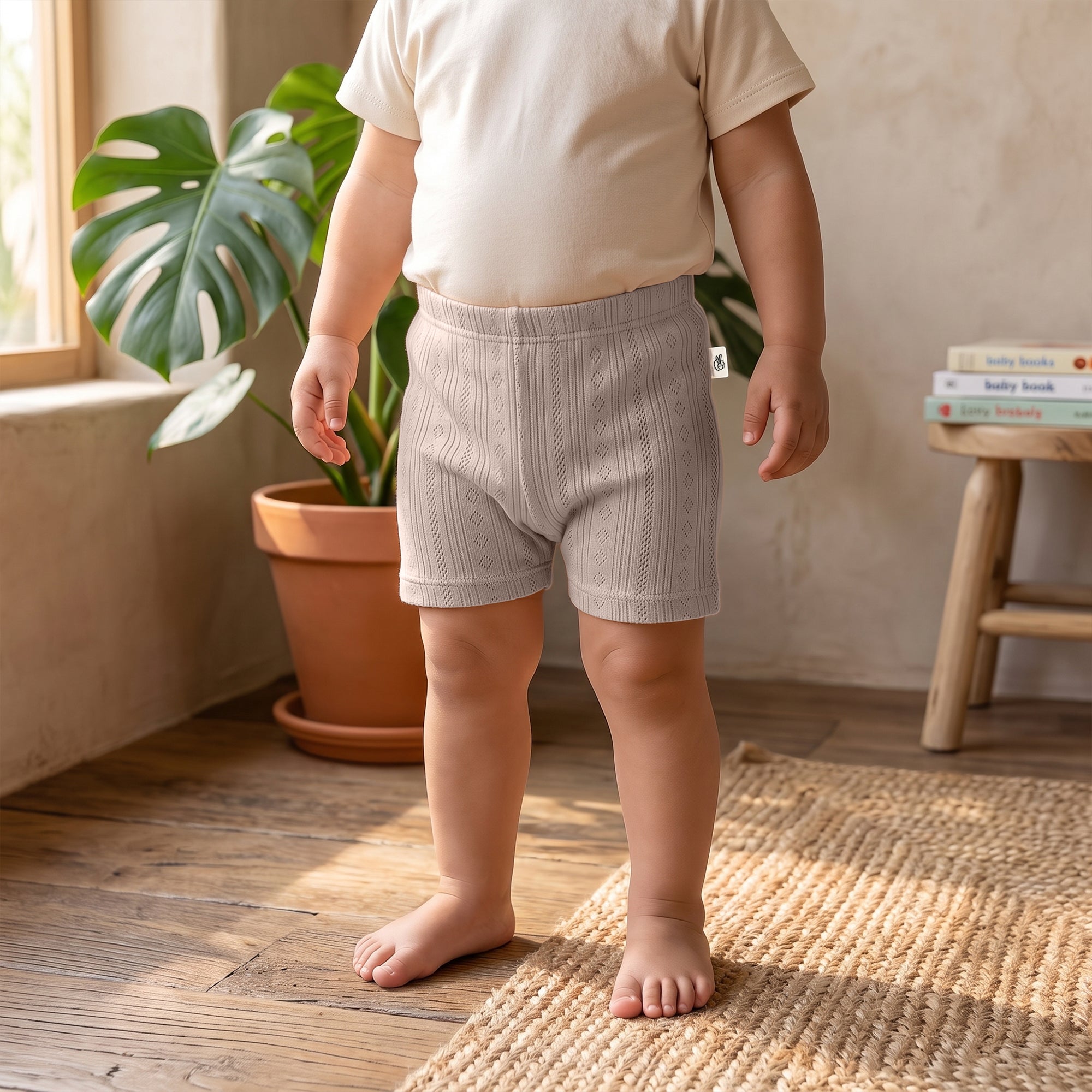 Mushmellow Light Grey Pointelle Cycling Shorts