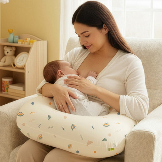 Snuggy Comfy Baby Feeding Pillow for Newborn Babies 0+ Months, Ergonomic Cotton Nursing Pillow with Tummy Time & Sitting Support