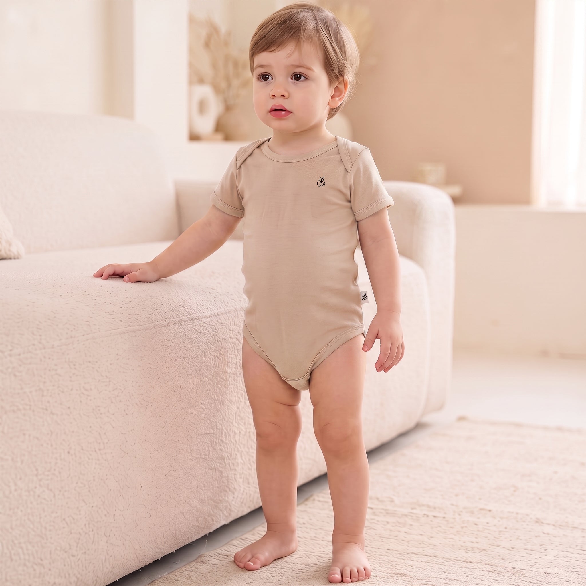 Micro Modal Half Sleeve Onesie Mushy Mushroom  0- 12 Months