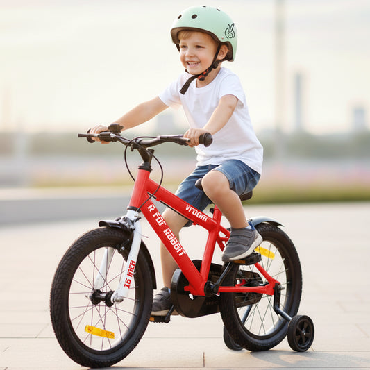Vroom Bicycle For Kids 16 Inch With 90% Plug And Play For Ease Of Installation, Wide Training Wheels, Adjustable Seat, 4-7yrs, Upto 40kgs - Red