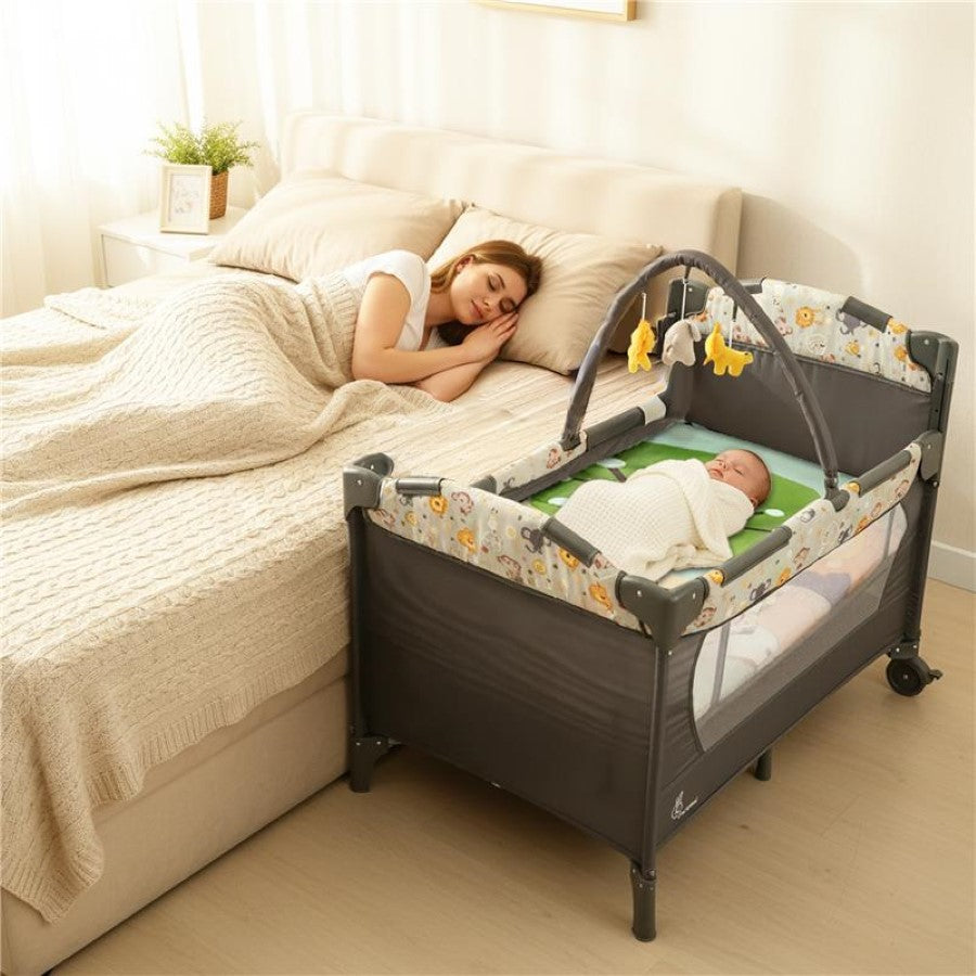 Hide N Seek Bliss Baby Cot (Black Multi) Foldable 0-3 Yrs - R for Rabbit