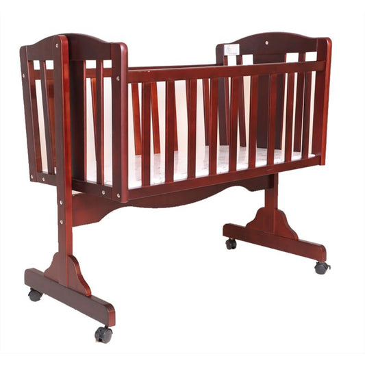Dream Time Wooden Cradle - Swing & Wheel Lock, High Quality Pine Wood, Scratch Resistant
