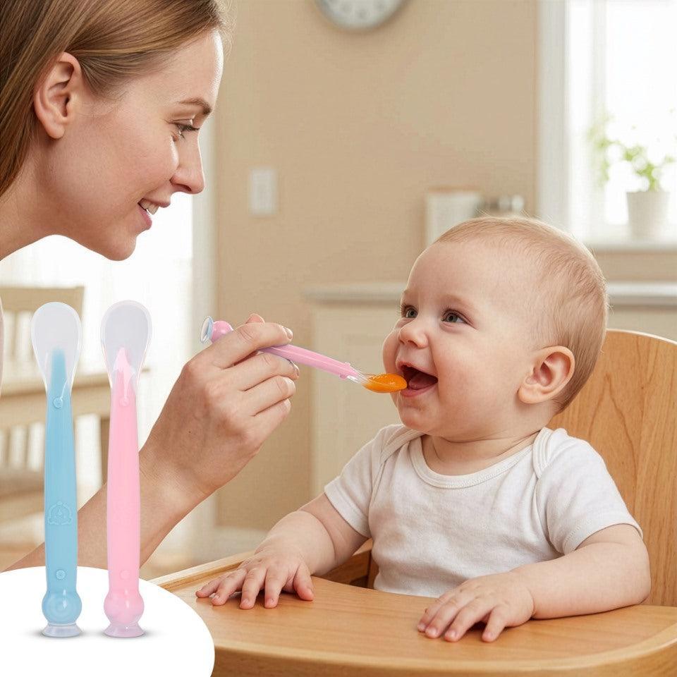 Safe Feed Silicone Baby Spoon Set - Blue Pink