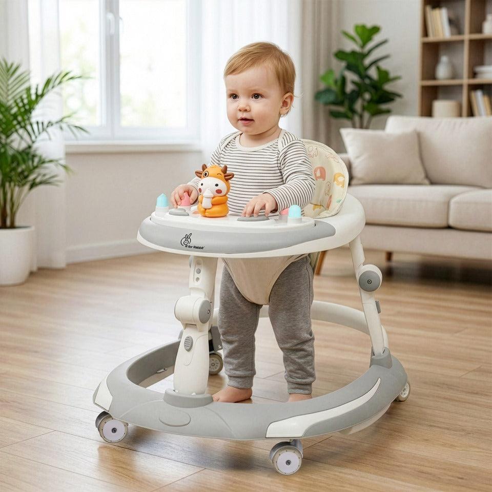 Little Feet Plus Walker - Detachable Toy Bar With Music & Light - Grey White
