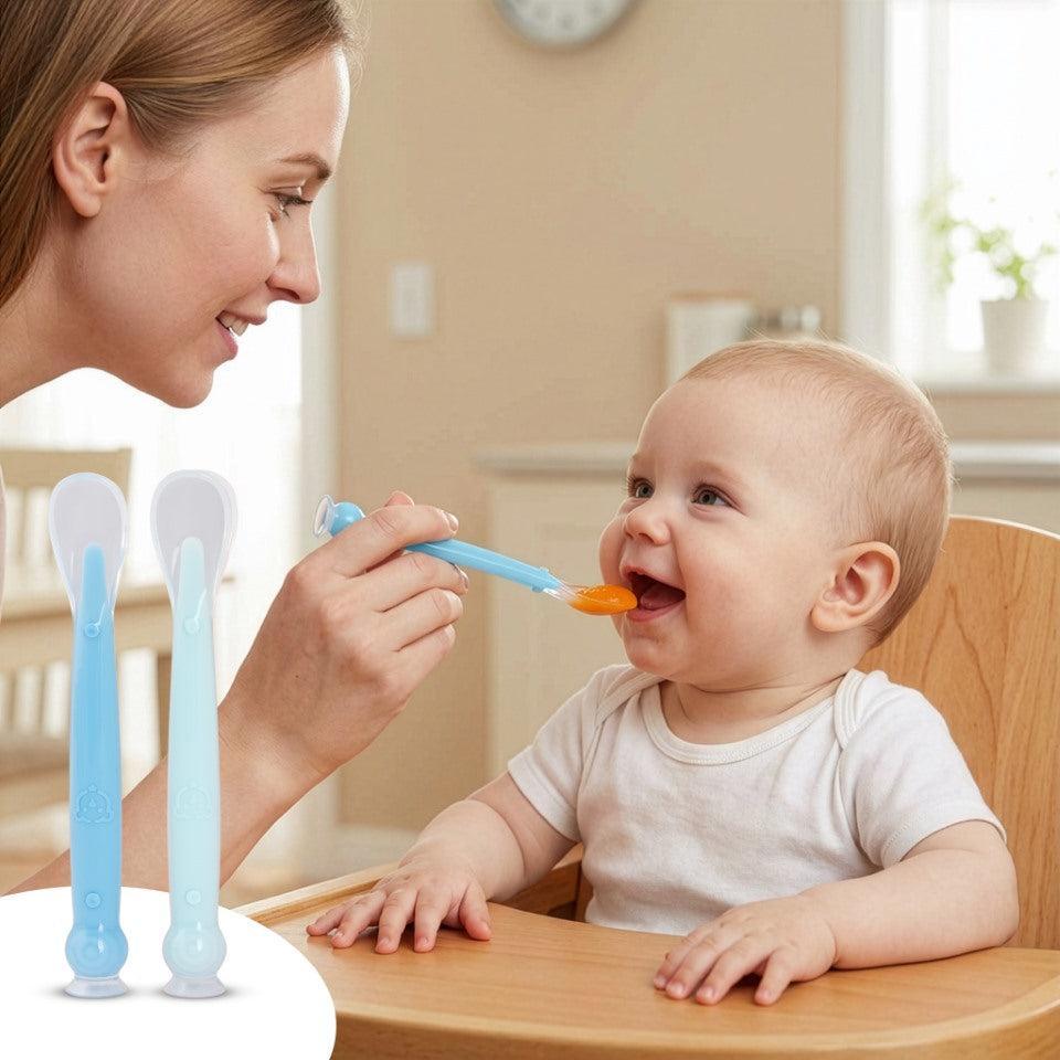 Safe Feed Silicone Baby Spoon Set - Lake Blue