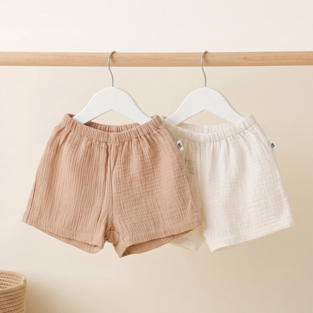 Pastelpops Multicolor Cotton Crinkle Shorts Pack of 2