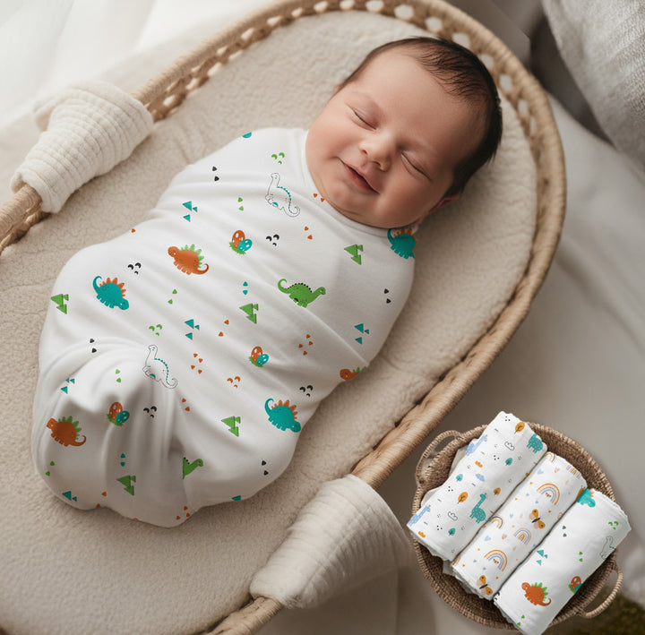 Cuddlez 100% Muslin Baby Swaddle for Newborns (Pack of 3)