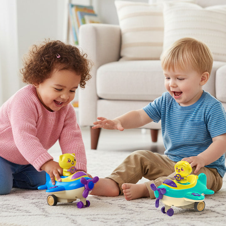 Orapple Aero Rider - BPA-Free, Non-Toxic Baby Airplane Push Toy with Lights & Music (Pack of 2)