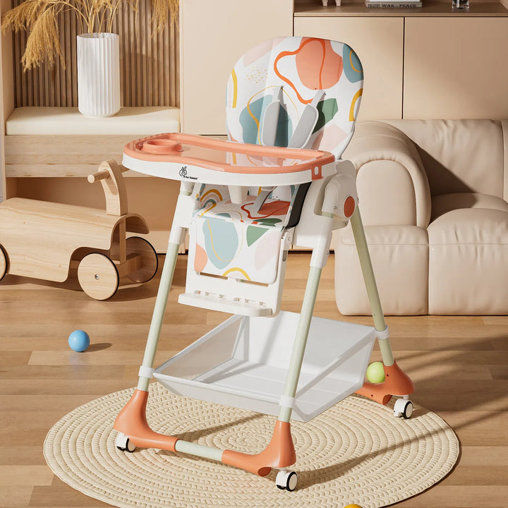 Marshmallow High Chair - 7 Level Height Adjustment, 3 Recline Modes, Adjustable & Removable Double Meal Tray, 6 months-5 years