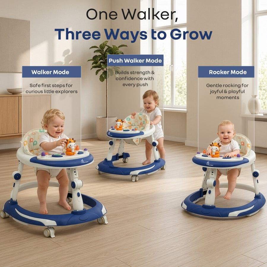 Little Feet Plus Walker - Detachable Toy Bar With Music & Light - Blue White
