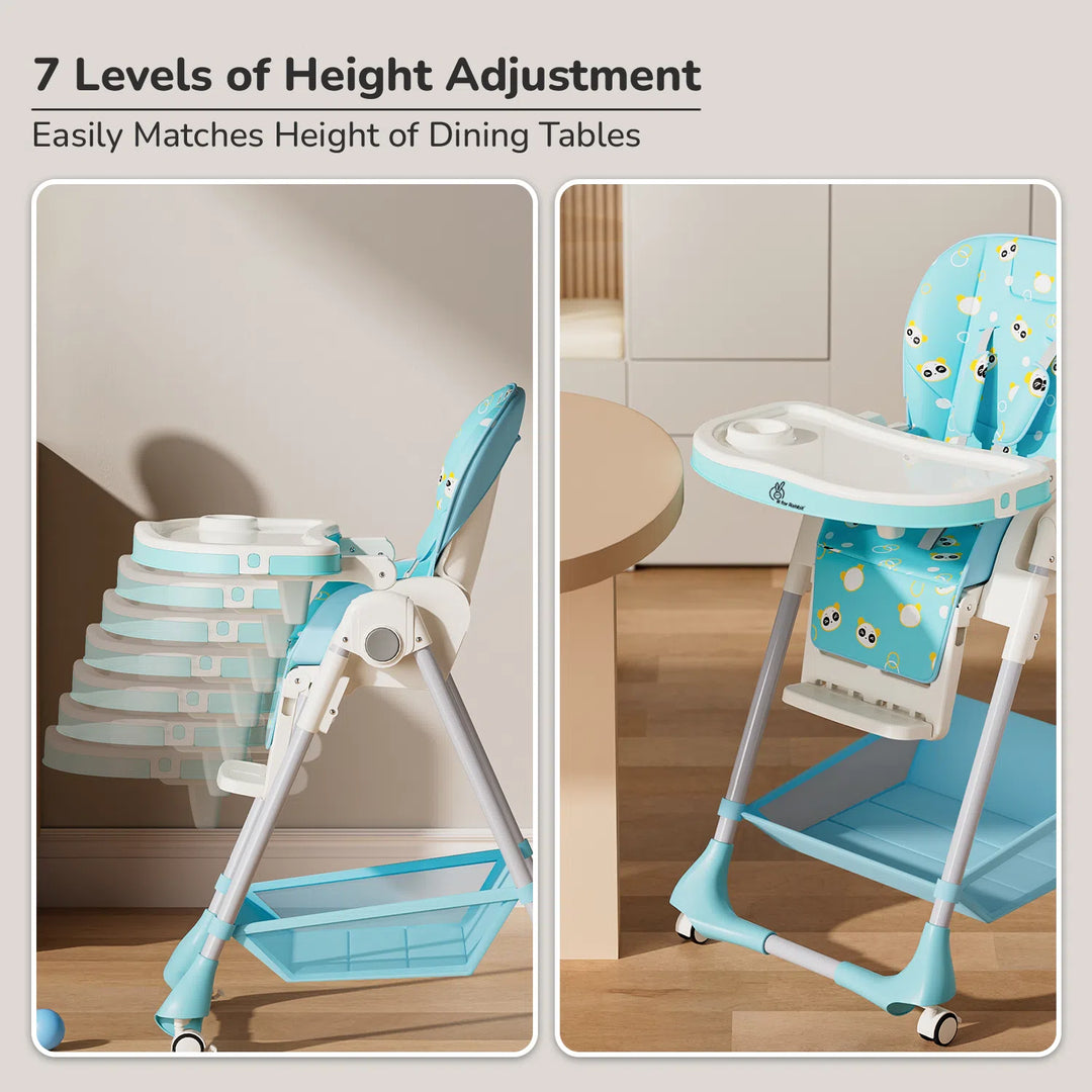 Marshmallow High Chair - 7 Level Height Adjustment, 3 Recline Modes, Adjustable & Removable Double Meal Tray, 6 months-5 years