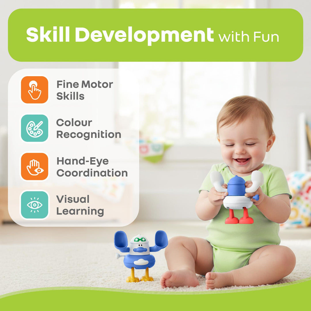 Orapple Flip n Hop Wind-Up Toy for Babies & Toddlers, Safe ABS Material, Educational Mechanical Flip Toy, Set of 2