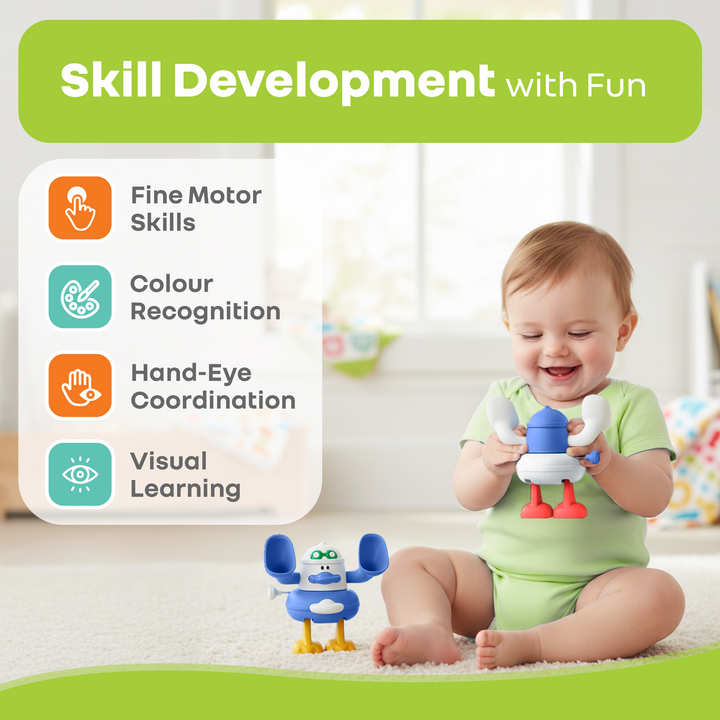 Orapple Flip n Hop Wind-Up Toy for Babies & Toddlers, Safe ABS Material, Educational Mechanical Flip Toy, Set of 2