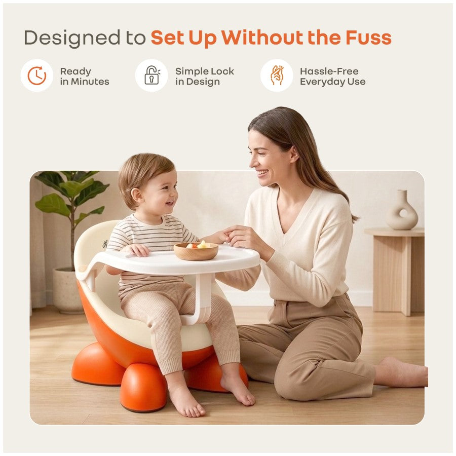 Jelly Bean Fab 2 in 1 Multipurpose Kids Chair and Meal Chair - Orange Cream