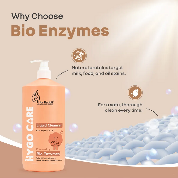 Hygo Care Liquid Cleanser 1 litre with Pump , Bio Enzyme Baby Bottle & Toy Cleanser - White