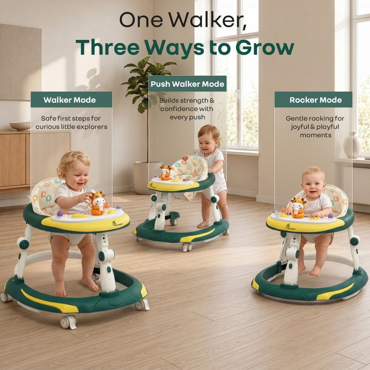 Little Feet Plus Walker - Detachable Toy Bar With Music & Light - Green Yellow