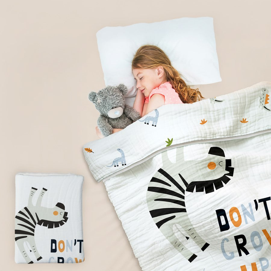 Softkins Muslin Baby Quilt - Breathable Cotton, Lightweight & Multipurpose Baby Blanket - Zebra White