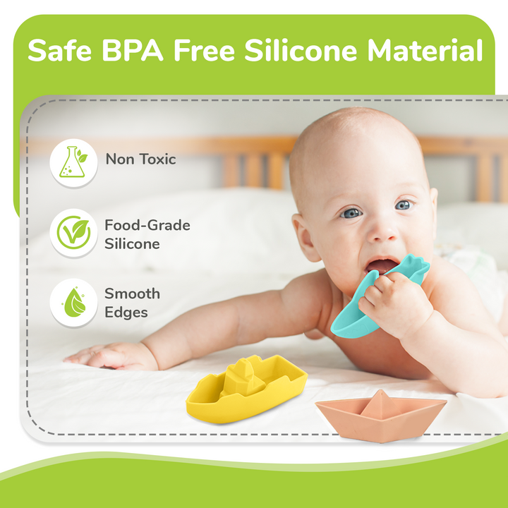 Orapple Floater Baby Bath Toys - BPA-Free Silicone Floating Toys (Pack of 3)