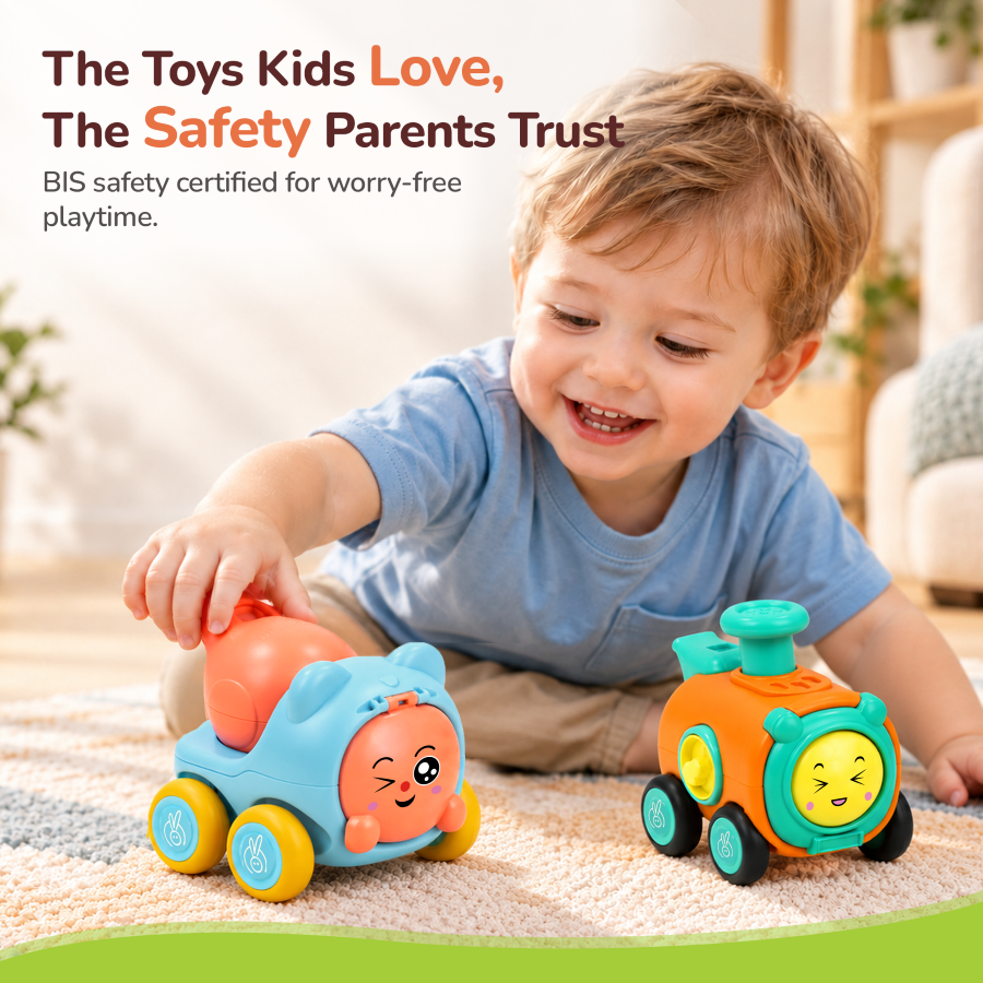 Orapple Whizplay BIS Safety Certified Set of 2 Whistle Toy and Push Toy