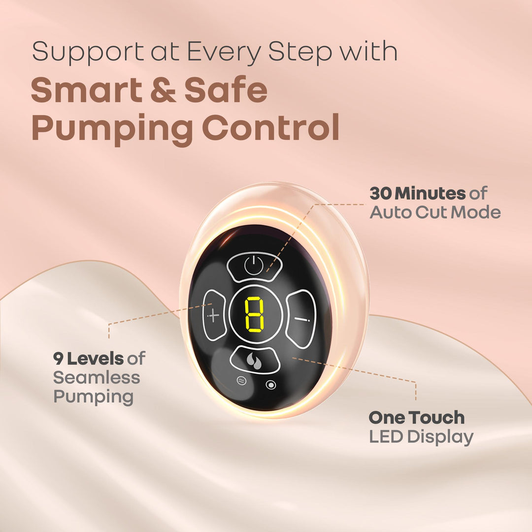 Control panel with pumping functions and LED display on a pink background