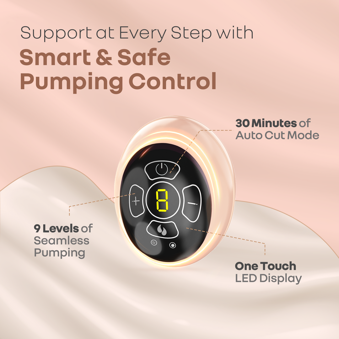 Control panel with pumping functions and LED display on a pink background
