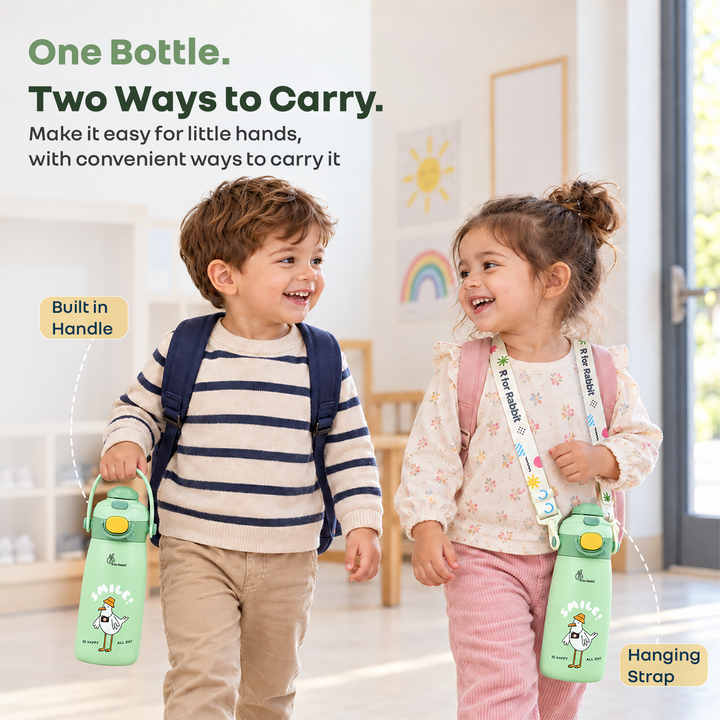 Steebo Duo 2-in-1 Stainless Steel Straw Sipper Bottle 500ml with Double Wall Insulation, Leak Proof Lockable Lid & Anti-Colic Design - Pistachio Green