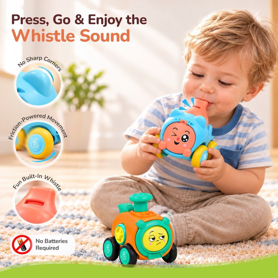 Orapple Whizplay BIS Safety Certified Set of 2 Whistle Toy and Push Toy