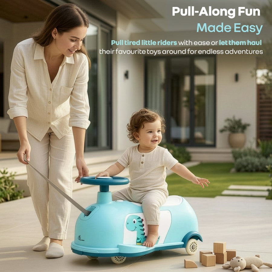 Iya Iya Poppy 3 in 1 Kids Swing Car - Self-Steering Swing Action - Scratch Free Quiet Wheels With ABEC 7 Bearing - Age 2+ Years - Lake Blue