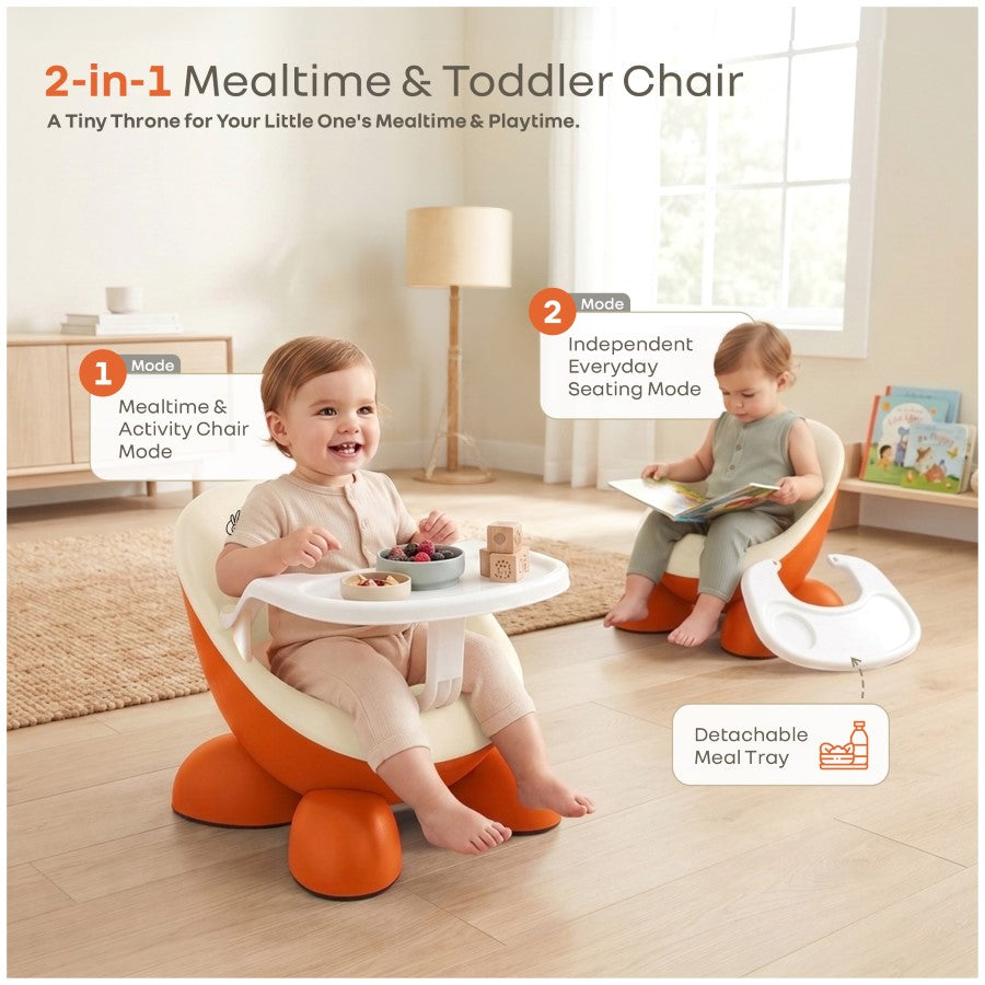 Jelly Bean Fab 2 in 1 Multipurpose Kids Chair and Meal Chair - Orange Cream